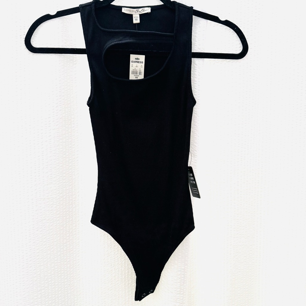 Express Black Cut-Out Sleeveless Thong Bodysuit Size XXS